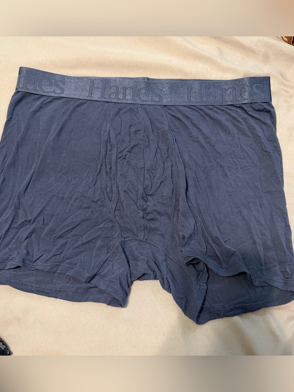 Hanes Men’s Dark Blue Boxer Briefs with Branded Waistband